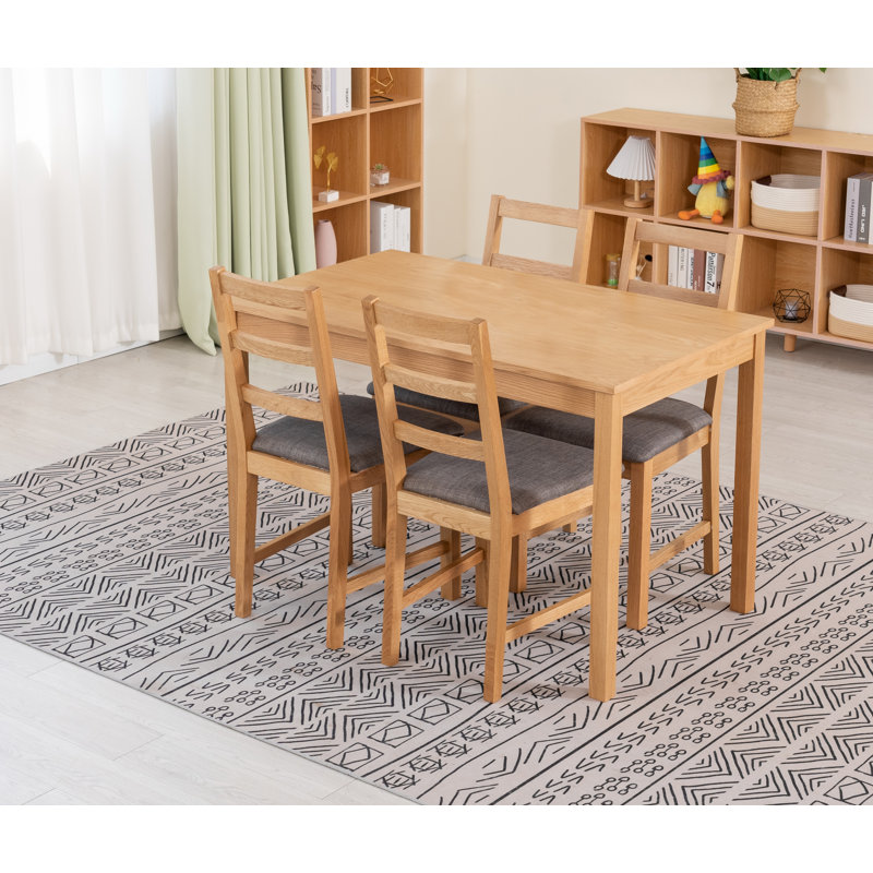 4 - Person Solid Oak Dining Set, Gray