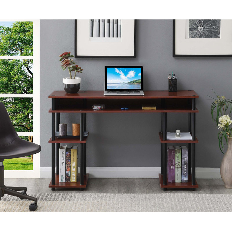 Bureau d'écriture avec tablettes sans outils Edwin, Cerise / mâts noirs