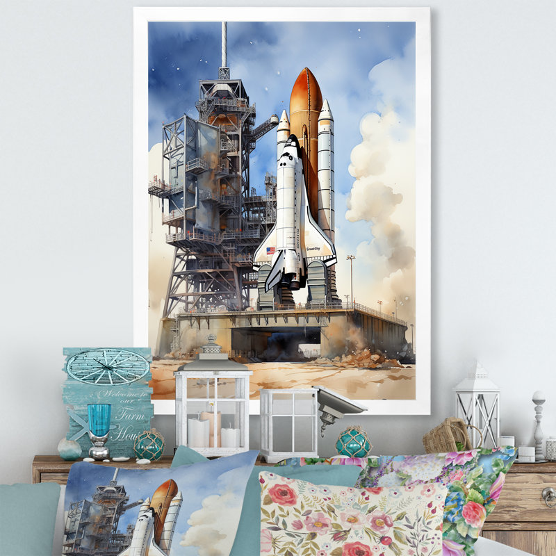 Latora, Navette spatiale I, impression sur toile, H 32 po x l 24 po x P 1 po, Cadre photo blanc