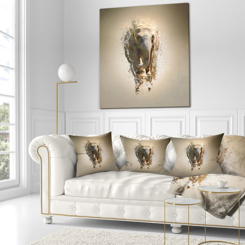 Mammoth Elephant Walking - Animal Printed Pillow, 18" x 18", Throw Pillow