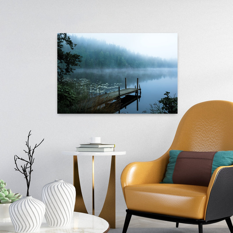 Moody morning Peaceful Serene Tranquil Forest Landscape Wall Art Print 1 Piece Wrapped Canvas Wall Art, 40.64cm H x 60.96cm W