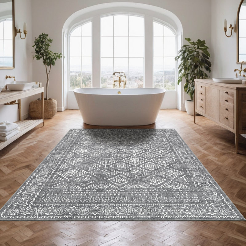 Elegant Oriental Machine Washable Rug with Rubber Anti-Slip Backing Ideal for Living Room, Dining Room, Bedroom, Office & Playroom