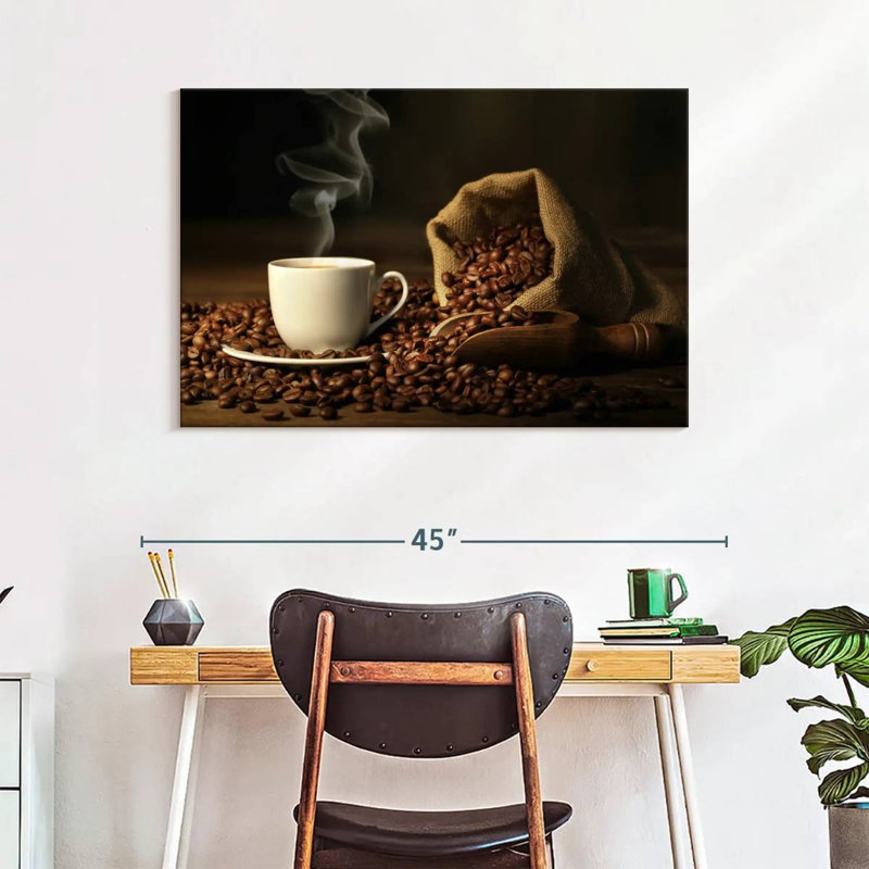 «Coffee and Beans», reproduction sur toile, H 26 po x l 39 po x P 1,25 po