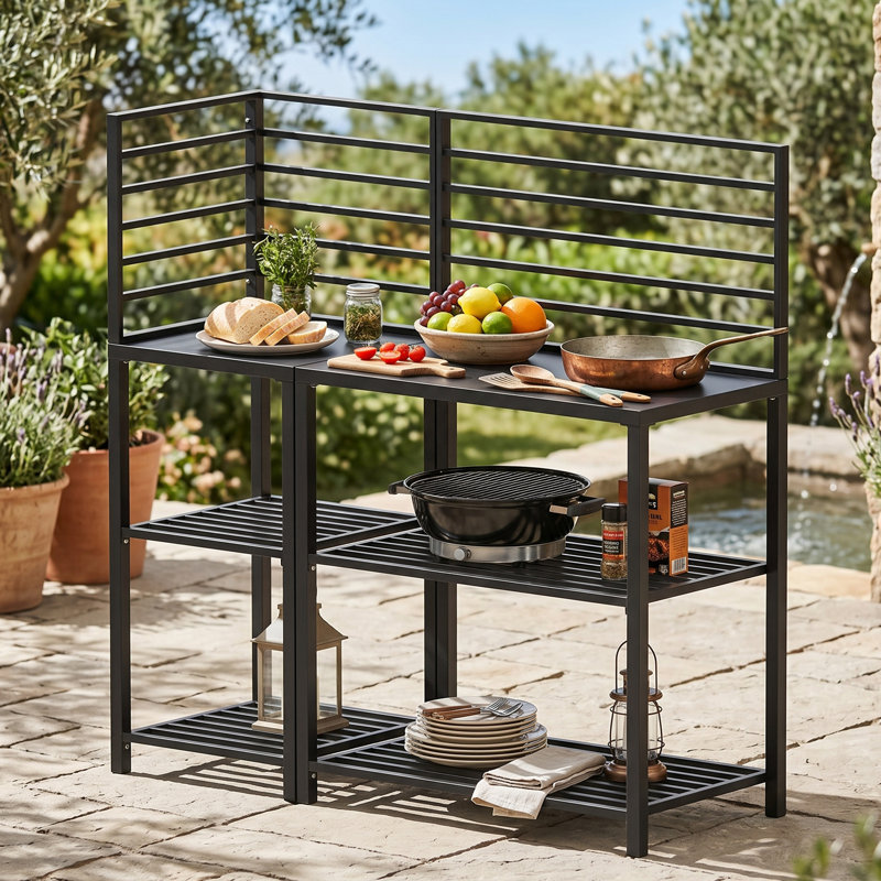 Ensemble de cuisine d'extérieur modulaire avec tablettes de rangement