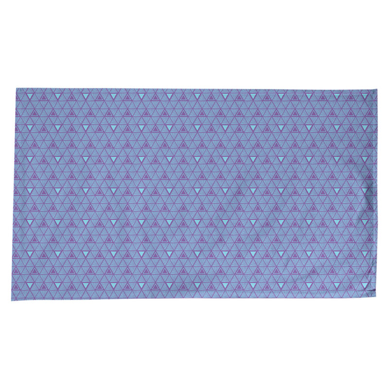 Nappe géométrique en coton - Triangles dessinés à la main, collection Jordao, lavable à la machine, Mauve / bleu sarcelle
