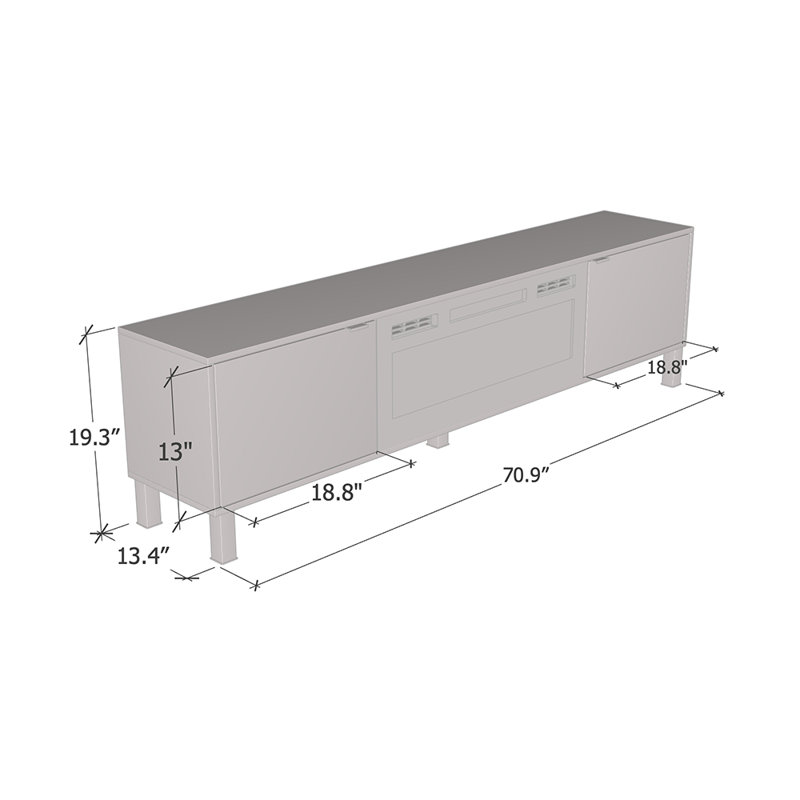 Debi 70.9'' W Storage Credenza with Electric Fireplace Included, Black