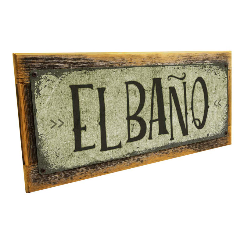 El Baño - impression sur métal, Cadre brun, H 5,3 po x l 13 po x P 0,75 po