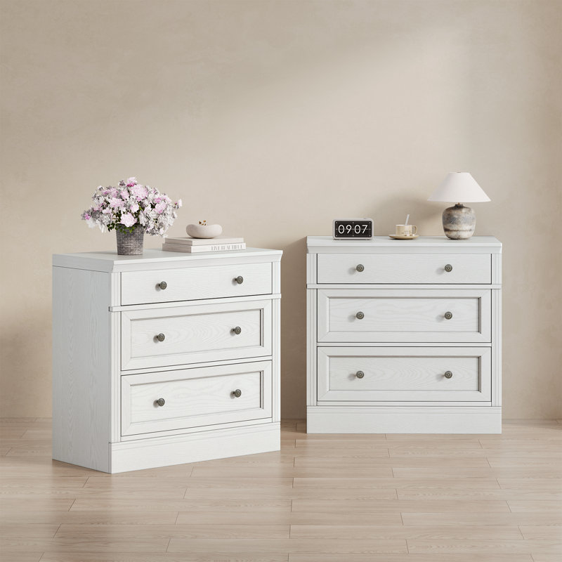 Ensemble de 2 tables de chevet Viesville Retro Elegant, Blanc