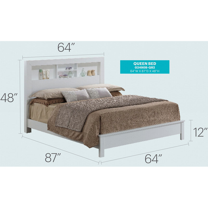 Stylish Transitional Queen Bed In White