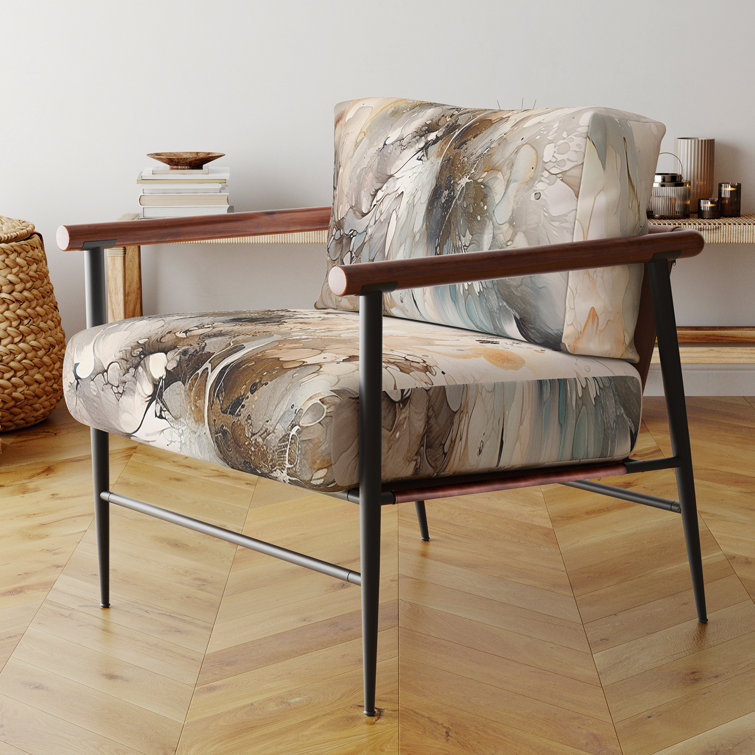 Geometric Profondeurs I - Chaise d'appoint rembourrée à motif abstrait