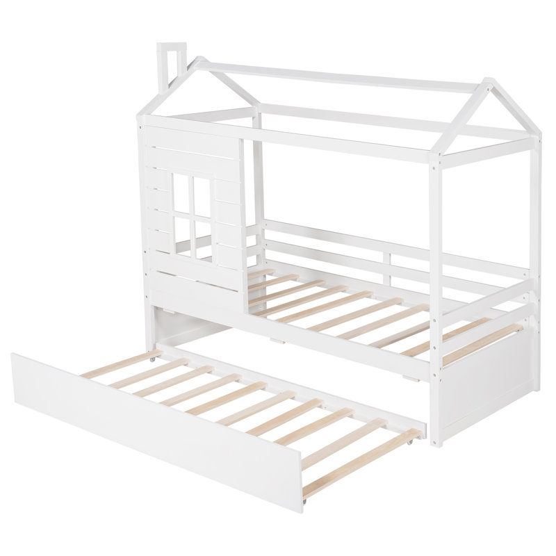 Lit de jour simple en bois massif, Blanc