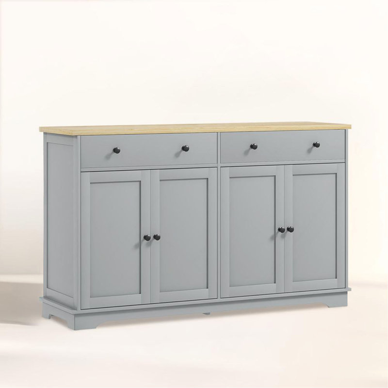 Buffet avec tiroirs de rangement, buffet de style nordique, tablettes réglables pour votre maison, Oak/Grey
