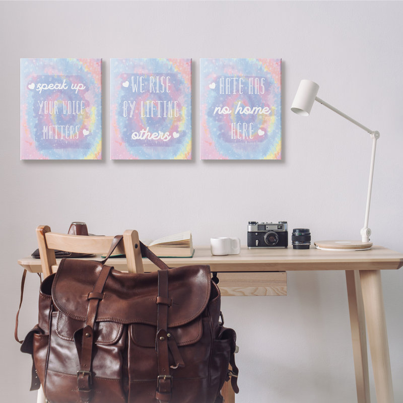 «Speak Up», citations inspirantes «Tie Dye», H 20 po x l 16 po, Toile tendue