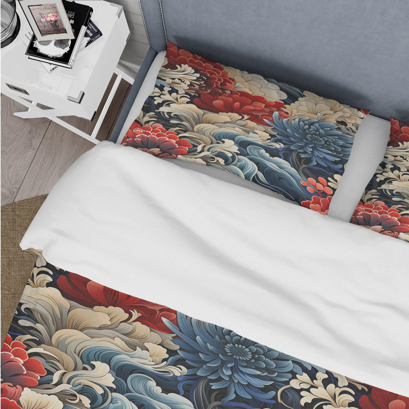 Ensemble de housse de couette Woodblock Impressions, Housse de couette simple + 1 taie décorative stan