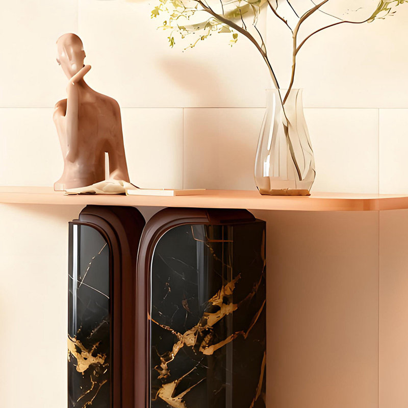 Armoire d'entrée d'art haut de gamme, 33.46" H x 35.43" W x 11.81" D, Black/Gold