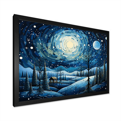 «Winter Christmas Landscape At Night - Winter Landscape», art mural