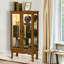 Elegant Curio Cabinet In Oak With Adjustable Shelves And Interior Lighting Lighted Glass Mirrored Back-121070962