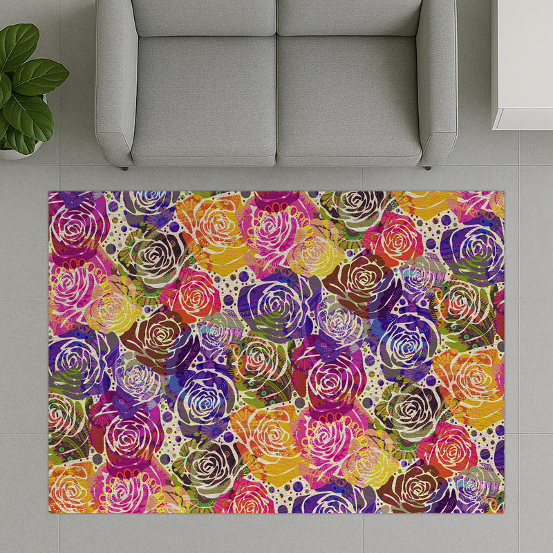 Floral Area Rug, Rectangle 155 x 230 cm