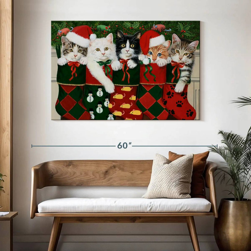 Christmas Kittens, 32" H x 48" W