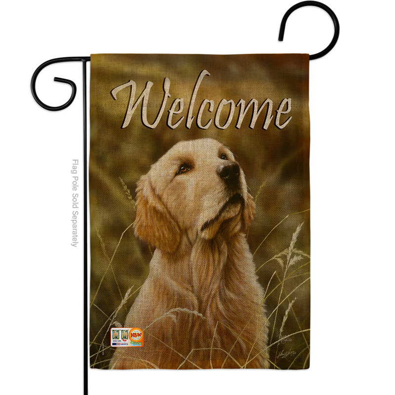 Drapeau de jardin 1 pi 6,5 po x 1 pi 1 po lab animaux à 2 côtés en toile jute