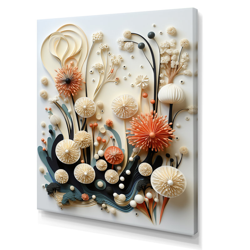 Impressions sur toile Deep Marine White and Peach - Fleurs, Toile tendue, H 20 po x l 12 po x P 1 po
