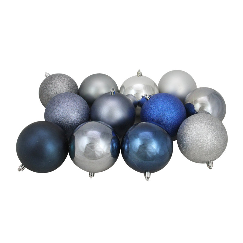 Boules de Noël incassables à 3 finitions, Argent / bleu