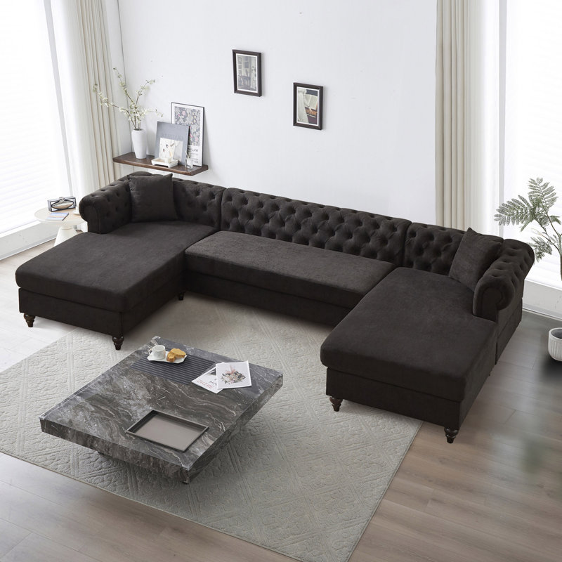 Canapé en chenille 3 pièces Novalune, Chenille noir