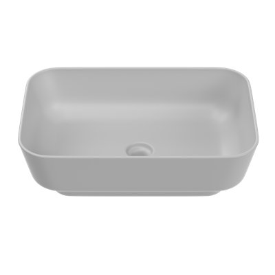 ELLAI Bathroom Vessel Sink Above Counter Ceramic Rectangular Sink Art Basin for Bathroom Light Gray