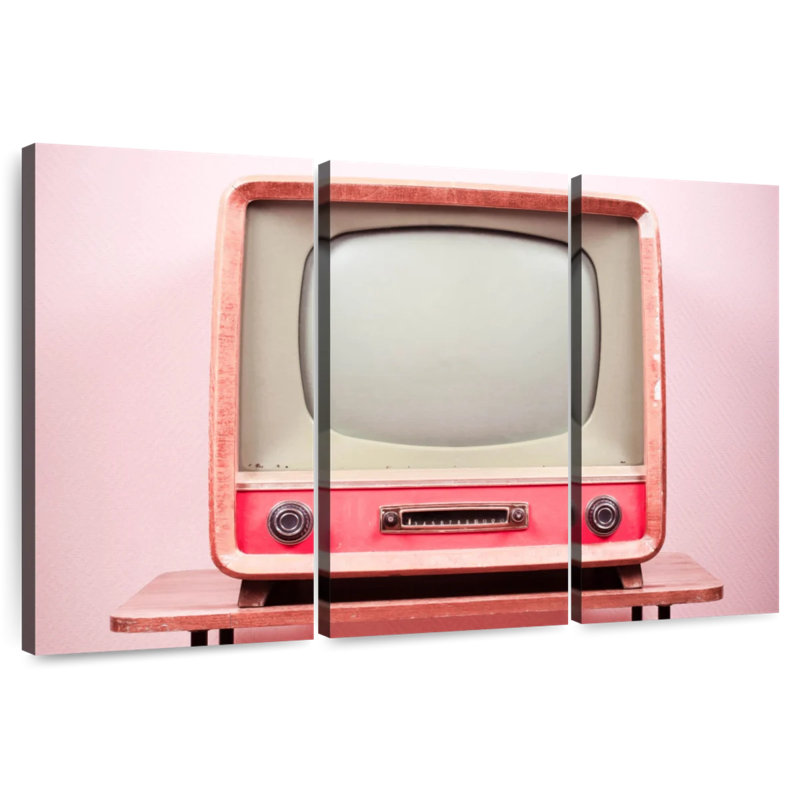 Téléviseur rose rétro Kerner, H 32 po x l 50 po