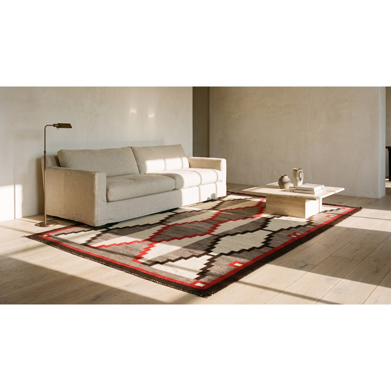 Gray Antique Wool 1930s Rectangle Flat Weave Navajo Rug