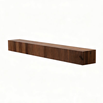Tablette de foyer flottante en bois cannelé brun chaud de 60 pouces