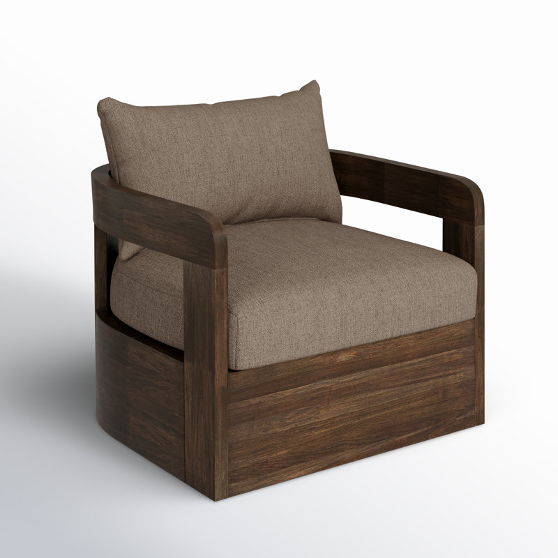 Jackson Outdoor Metal Swivel Chair-Bronze, Stained Saddle Brown, Ellor Brown
