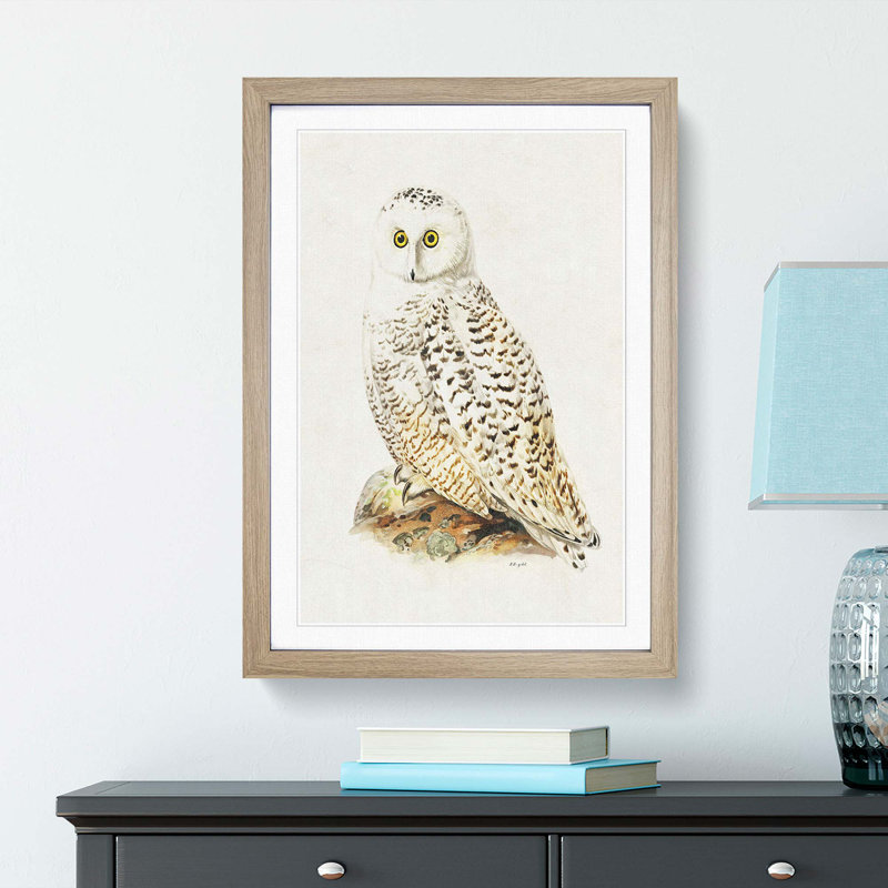Snowy Owl by Von Wright - Picture Frame Painting Print, Oak Framed, 36cm H x 27cm W x 2cm D