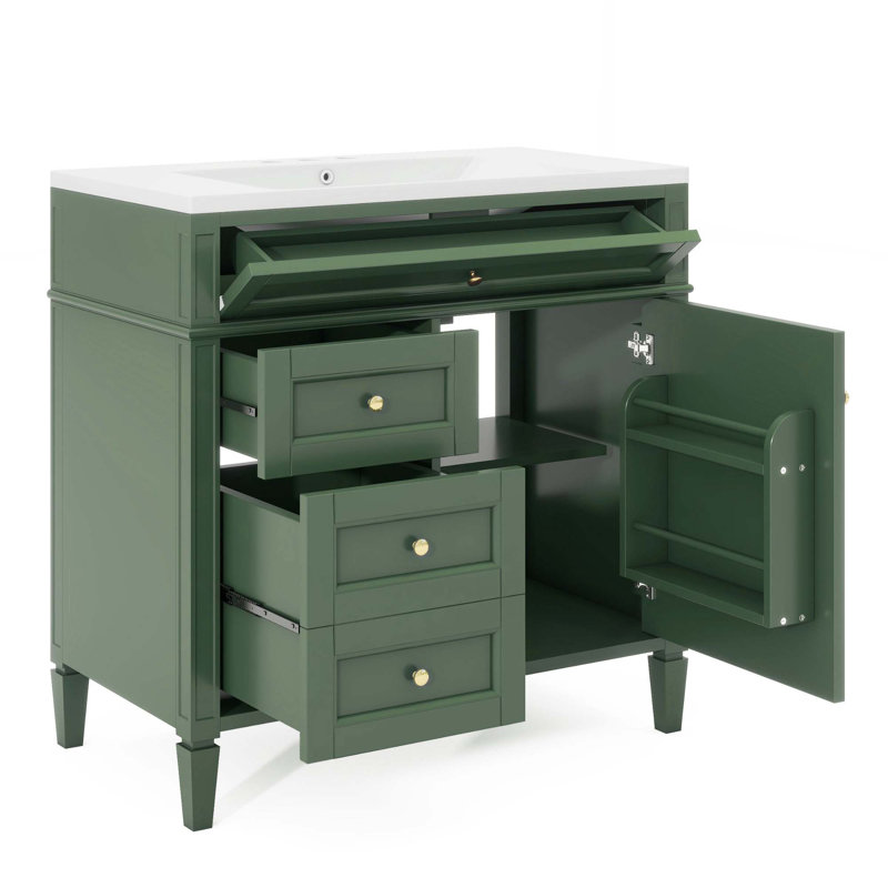 Meuble-lavabo 36 po avec armoire à pharmacie et miroir Royal, Vert