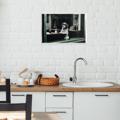 «Brasserie Vintage Dog in Window», plaque murale par Annabelle Hall