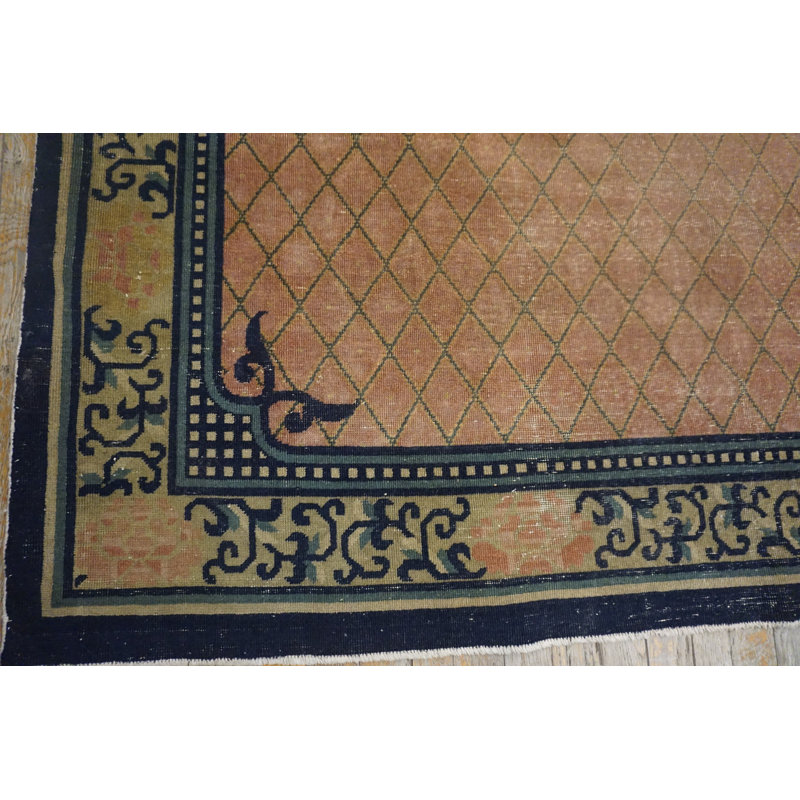 Antique Chinese Room Size Wool Rose Rug