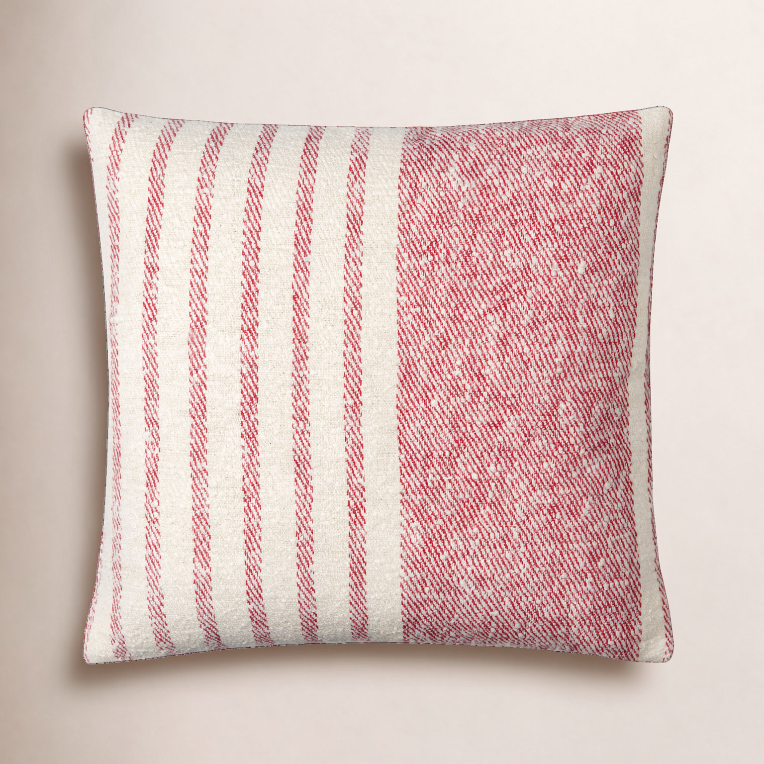 Weldon Cotton Pillow Cover, Polyester/Polyfill, Red, 18" x 18"