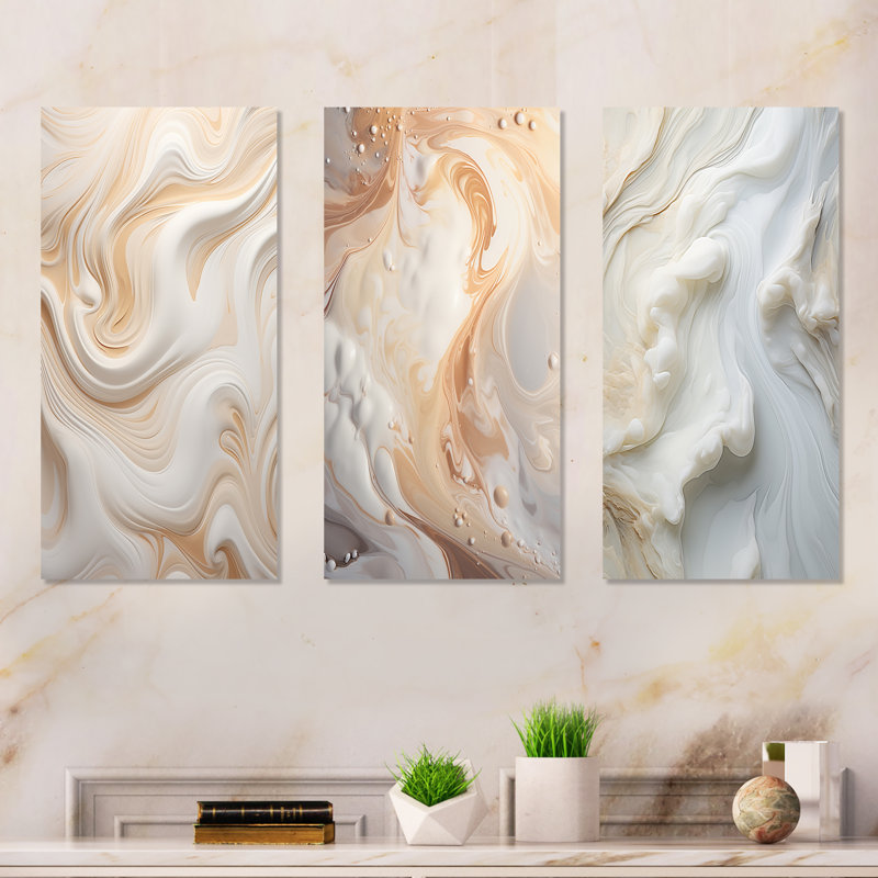 Abstrait blanc laiteux abstrait, H 28 po x l 36 po, Toile tendue