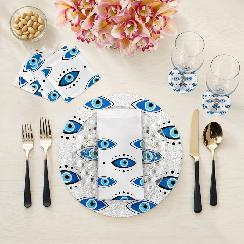 Eyes Vegan Leather Round Pebble Placemat