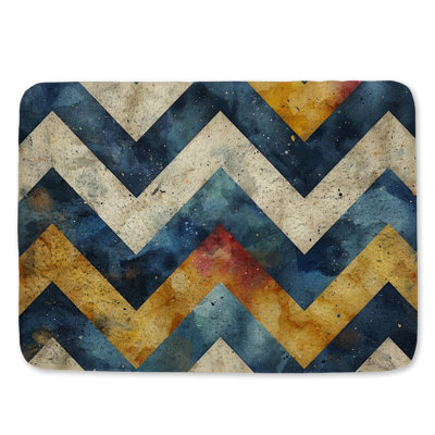 Tapis de bain à motif de chevrons abstrait zigzag vieilli