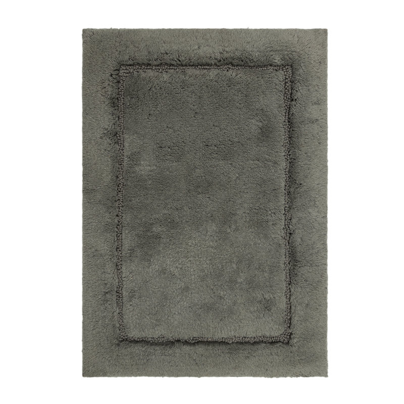 Kalb Solid Cotton Non Slip Machine Washable Bath Rug, 27" W x 45" L, Cool Grey