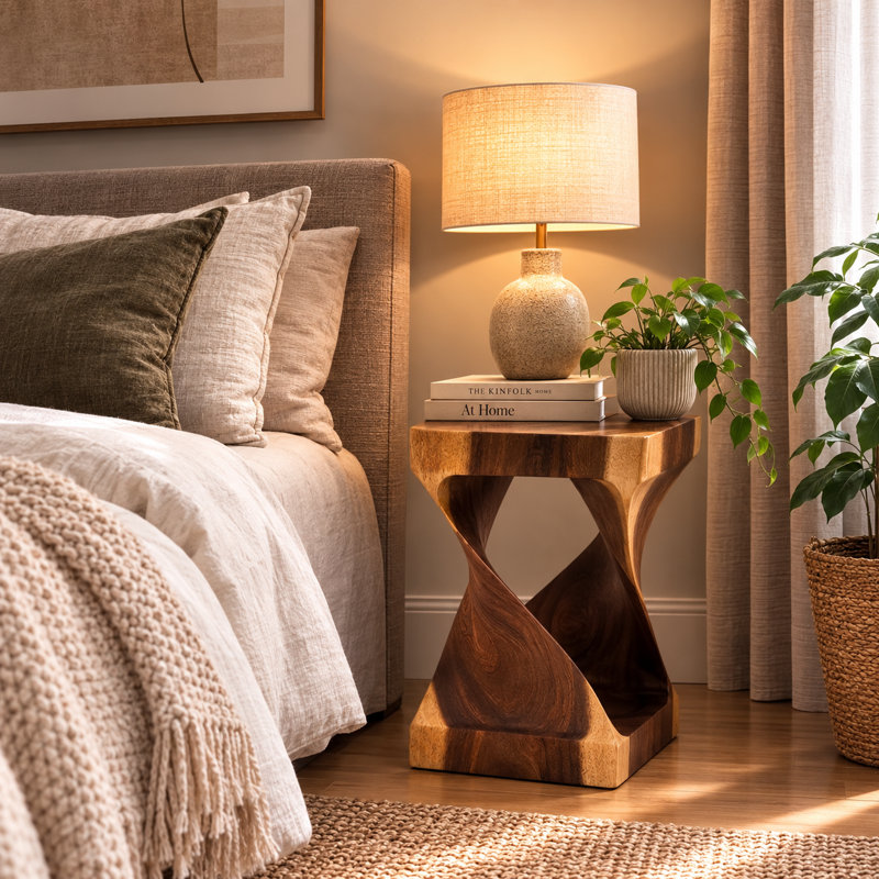 Burruss Solid Wood Tree Stump End Table