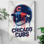 Tableau sur toile graphique audacieux représentant un casque de baseball dégoulinant, impression sur châssis de 61 x 91 cm (24 x 36 pouces), décoration murale en forme de casque de baseball bleu et rouge pour salle de jeux, salon et bureau à domicile