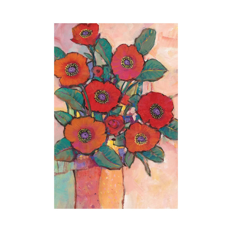 Coquelicots dans un vase I - reproduction d'art murale - toile tendue, H 12 po x l 8 po, Toile tendue, Ne s’applique pas