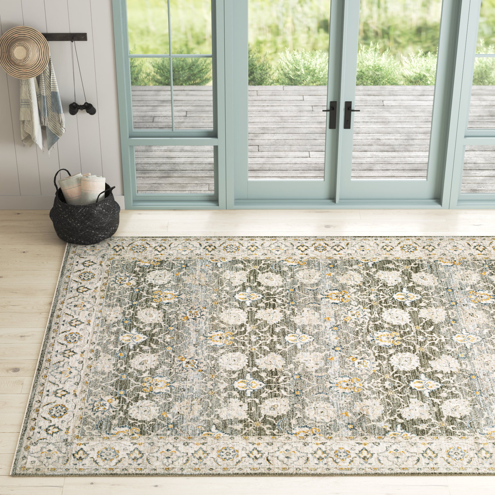 Delyse Olive/Gold/Beige/Gray Rug, Rectangle 5' x 7'5"