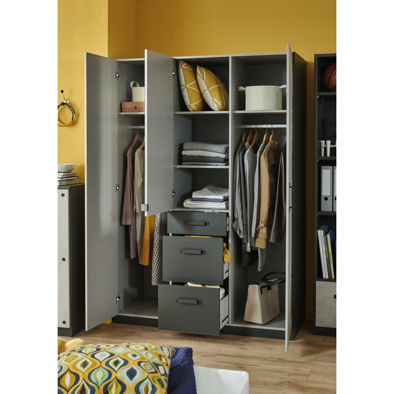 Ansgard 3 Door Manufactured Wood Wardrobe