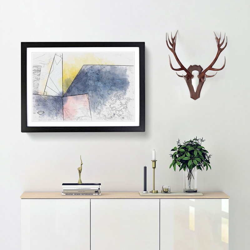 Geometric Angles in Abstract - Framed Print, 48cm H x 65cm W x 2cm D, Black Framed