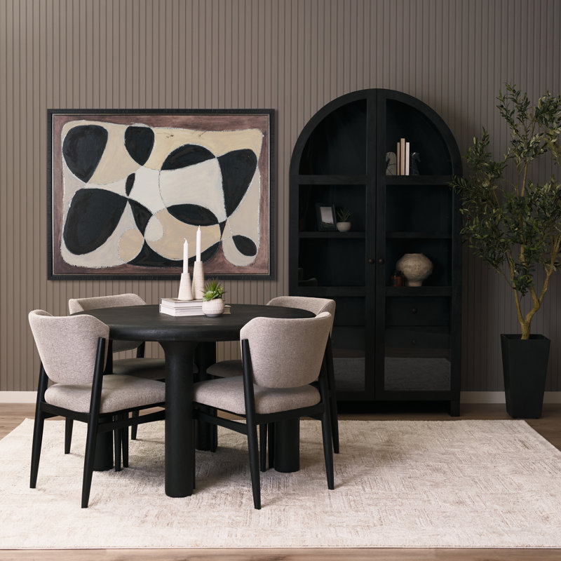 Soma Textured Black Acacia Wood Round Dining Table