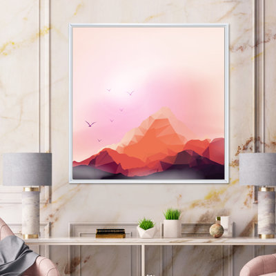 " Red Geometric Mountain And Sunset "
