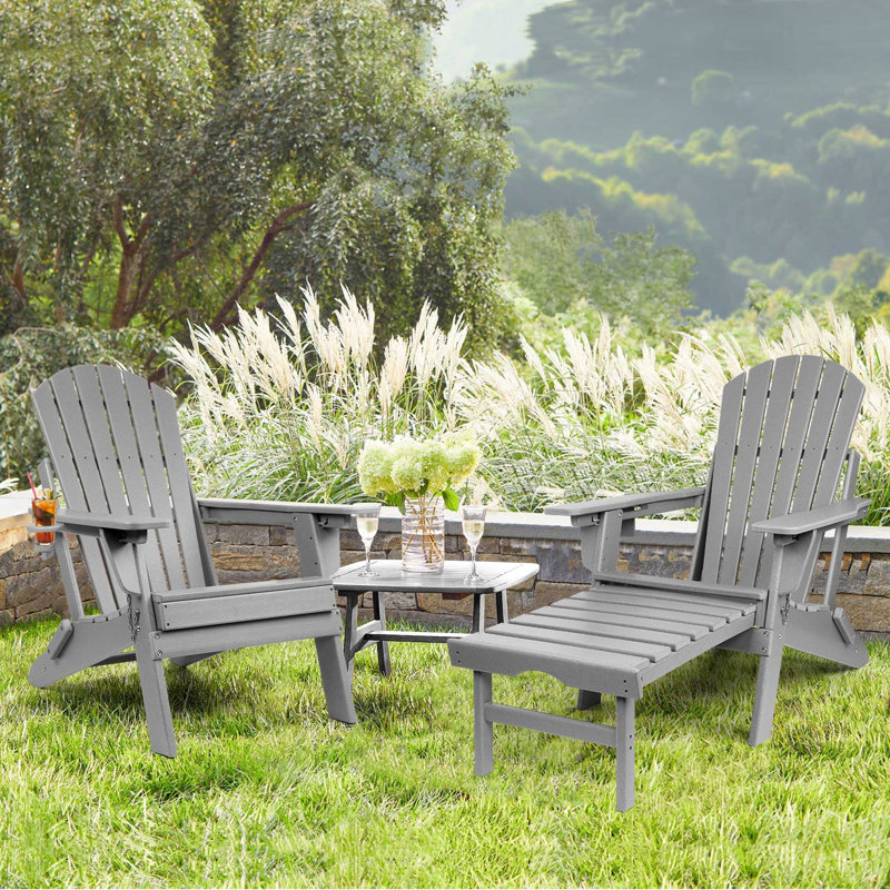 Chaise Adirondack avec repose-pieds Behiye, gris
